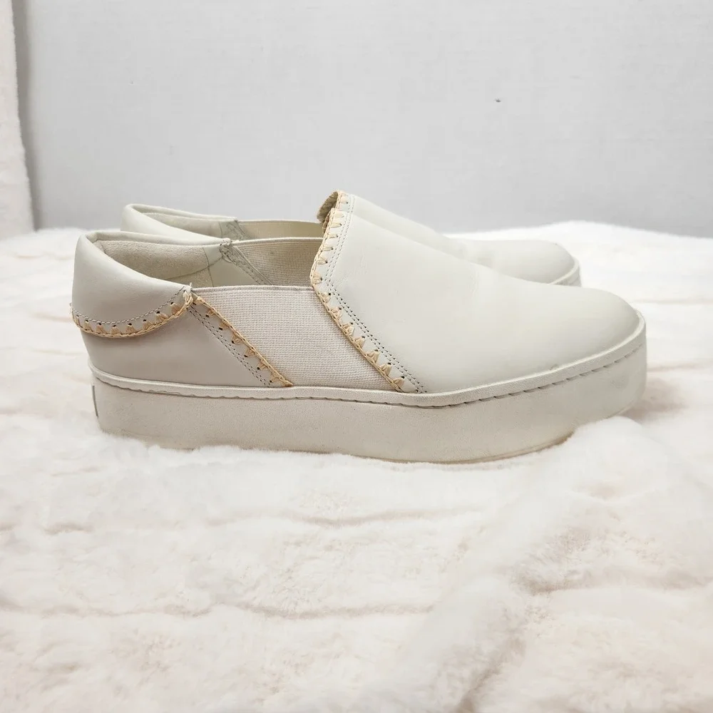 Vince Womens Warren Platform Slip On Sneakers White Leather Size‎ 9M EUR 40